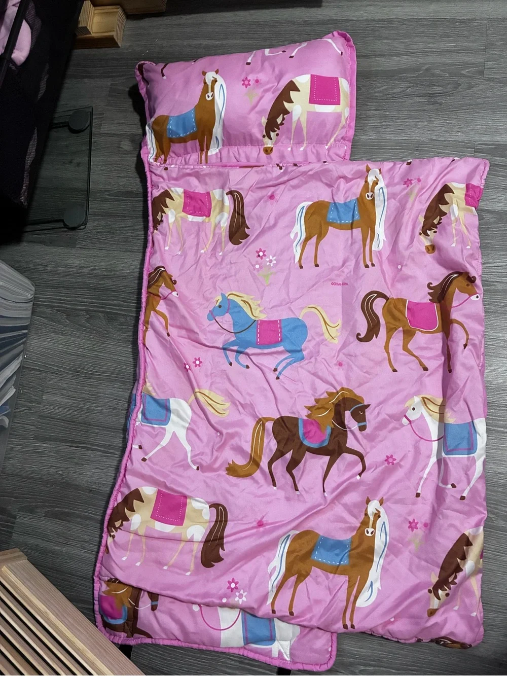 Wildkin Kids Pink Horse Print Nap Mat with Pillow